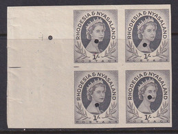 Rhodesia & Nyasaland, Scott 149 (SG 9), Imperf Plate Proof Block Of Four - Rhodesia & Nyasaland (1954-1963)