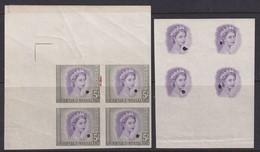 Rhodesia & Nyasaland, Scott 153 (SG 13), Imperf Plate Proof Blocks Of Four - Rhodesia & Nyasaland (1954-1963)