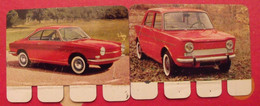 Simca 1000, Coupé Bertone. 2 Plaquettes En Tôle COOP N° 1,12,50. "l'auto à Travers Les âges" - Blechschilder (ab 1960)