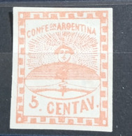 ARGENTINA CONFEDERACION AÑO 1858 - JG001 ESCUDITO 5c -  VC 40€ - Oblitérés