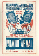 BOXE - CHAMPIONNAT Du MONDE - POIDS MOYENS - "Marcel CERDAN - T. ZALE" - RARE TIMBRE VIGNETTE - AVIATION (5x7cm) - Sport