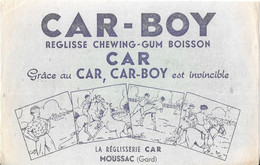 PUBLICITE BUVARD ANCIEN CAR BOY EST INVINCIBLE ( ENFANTS CHEVAUX ) LA REGLISSERIE CAR A MOUSSAC GARD, VOIR LE SCANNER - Kids