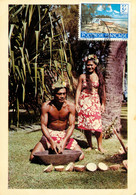 Polynésie Française_ TAHITI" La Rape Des Cocos" Couple_Oblitération Philatélique PAPEETE * Timbre MOTU 5 Fr.. 2 Scan - French Polynesia
