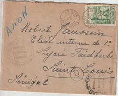 COTE D'IVOIRE - 1940 -  SEUL SUR LETTRE AVION De ABIDJAN Avec 2 CENSURES COMMISSION "D1" + B / AOF => ST LOUIS (SENEGAL) - Lettres & Documents