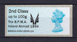 203 GRANDE BRETAGNE - Distributeur Adhesif Bleu - 2 Nd Class 100g  BPMA - Neuf ** (MNH) Sans Charniere - Post & Go (distributeurs)