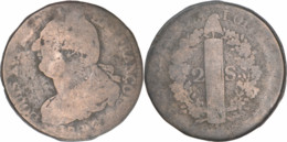 France - 1791 - Louis XVI - 2 Sols Type FRANCOIS - Lille (W) - 11-018|FG1B7 - Monétaires / De Nécessité