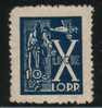 POLAND 1933 LOPP L.O.P.P. REVENUE POLISH NATIONAL AIR & ANTI-GAS DEFENCE LEAGUE FUND LABEL 10TH ANNIV WARSAW 10GR BLUE - Steuermarken
