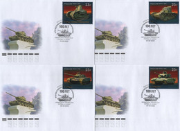 Russia 2020 FDC Set X4 Centenary Of Russian Tank Building, Tanks War Machine - FDC