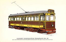 CPA Thème - Illustration - Transport - Cardiff Corporation Tramways No. 50 - Fine Art Lithograph - Prescott Pickup & Co. - Funiculaires