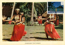 TAHITI - Danseuse Tahitiennes_Oblitération Philatélique PAPEETE * Timbre BORA BORA  1 Fr.. 2 Scan - Polinesia Francese