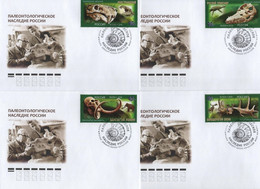 Russia 2020 FDC Set X4 Paleontological Heritage, Mammoth Deer, Prehistoric Fauna, Pantheology - FDC