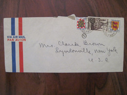 France 1952 Blason Tourraine Béarn Abbaye Aux Hommes Cover Air Mail Us Usa - Storia Postale