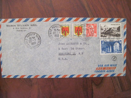 France 1950 Timbre Le Gerbier De Jonc Ardèche Abbaye St Wandrille Cover Air Mail Us Usa - Briefe U. Dokumente