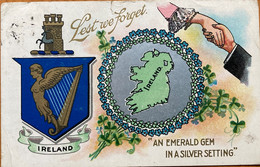 IRELAND 1910, NICE SILVER POSTCARD, MAP,  KING EDWARD STAMP ,DUBLIN CITY CANCEL - Covers & Documents