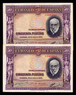 España Spain Pareja Correlativa 50 Pesetas Santiago Ramón Y Cajal 1935 Pick 88 MBC/+ VF/+ - 50 Pesetas