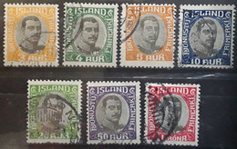 ISLAND ISLANDE Service 1920 Christian X, Fond Gris ,7 Timbres  Yvert No 33 / 39 A Sauf  37 , Obl ,TB - Servizio