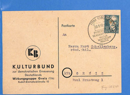 Allemagne Zone Soviétique 1949 Carte Postale De Greiz (G11767) - Sonstige & Ohne Zuordnung