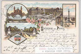 CPA France - Paris - Souvenir De Paris - Le Trocadero - Colorisée - Oblitérée Anvers Et Ginneven 1899 - Dos Non Divisé - Andere Monumenten, Gebouwen