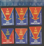 SPIS POWSZECHNY 1960 ( CENSUS VOLKSTELLING RECENSEMENT VOLKSZÄHLUNG)  Polish Matchbox Labels 1960 POLAND - Zündholzschachteletiketten