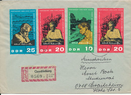 Germany DDR Registered Cover 1965 Good Franked With Complete Set Albert Schweitzer - Albert Schweitzer