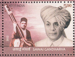 INDIA, 2022 Sawai Gandharva, Musician,  Musical Instrument,  1v, MNH(**) - Unused Stamps