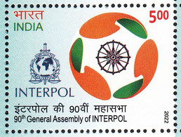 INDIA, 2022, 90th General Assembly Of INTERPOL,  1v, MNH(**) - Unused Stamps