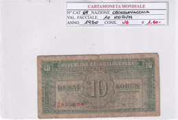 CECOSLOVACCHIA 10 KORUN 1950 P69 - Tchécoslovaquie