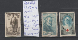 TIMBRE DE FRANÇE NEUF**MNH 1939 Nr 420-421-422    COTE 45.00  € - Unused Stamps