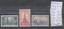 TIMBRE DE FRANÇE NEUF**MNH 1939 Nr 427-426-429    COTE 52.00  € - Unused Stamps