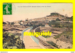 04 ALPES DE HAUTE PROVENCE / FORCALQUIER / VUE GENERALE PRISE DU VIADUC / CARTE TOILÉE / 1912 - Forcalquier