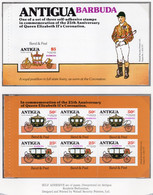 Antigua Barbuda 1978 Two Booklet Panes Of Self Adhesive Stamps Issued To Celebrate Coronation In Unmounted Mint. - 1960-1981 Autonomie Interne