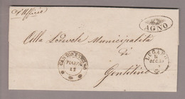 CH Heimat TI Agno 1859-12-11 Strahlenstempel Amtlich Brief über Lugano Nach Gentilino - Covers & Documents