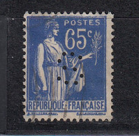 France   Perforé  S  Sur YT 365  Paix 65 C Outremer - Used Stamps