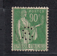 France   Perforé  S  Sur YT 367  Paix 90 C Vert - Used Stamps
