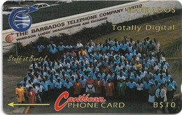 Barbados - C&W (GPT) - Totally Digital, Staff At Bartel (Old Logo) - 7CBDA - 1992, 10B$, 10.000ex, Used - Barbados