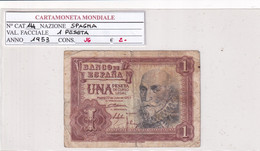 SPAGNA 1 PESETA 1953 P 144 - 1-2 Peseten