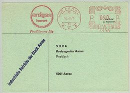Schweiz / Helvetia 1971, Briefausschnitt EMA EWA Aarau, Erdgas / Gaz Naturel / Natural Gas - Gas