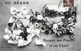 D64 - DU BEARN,  RECEVEZ MES PENSEES ET CES FLEURS  + Vue De SAUVETERRE DE BEARN - Bearn