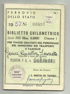 TESSERA F.S. BIGLIETTO CHILOMETRICO 1957 - Tarjetas De Membresía