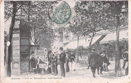 CPA France - Paris - Sur Le Boulevard Saint Martin - Oblitérée Yonne Et Nièvre 1906 - Publicité - Animée - Chapeau - La Crecida Del Sena De 1910