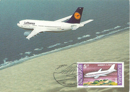 Carte Maximum - Bulgarie - Aviao Airbus A300 - Avion Airplane - Storia Postale