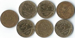 MM649 - FRANKRIJK - FRANCE - 7 COINS X 5 CENTIMES - 1969 -1972 - 1984 - 1988 - 1992 - 1995 - 1996 - 5 Centimes