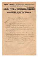 VP21.230 - Circulaire - Achat & Vente Fonds De Commerce - Henri LEDUC Agent D'Assurances,Ex-Clerc De Notaire à CHARTRES - Bank & Insurance