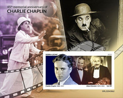 Sierra Leone 2022, Cinema, C. Chaplin, Einstein, Car, BF IMPERFORATED - Albert Einstein