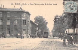 CPA France - Paris - Ecoles Et Rue D Alesia - Prise De La Rue Didot - Oblitérée 1905 - P. Marmuse - Chemin Ferré - Animé - Formación, Escuelas Y Universidades