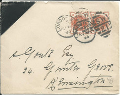 GRANDE BRETAGNE  1/2 D ROUGE ( X2 ) DE LONDRES POUR KENSINGTON DE 1896   LETTRE COVER - Covers & Documents