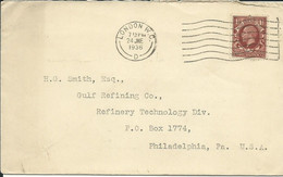 GRANDE BRETAGNE  1,5 P   DE LONDRES  POUR  PHILADELPHIE ( USA )  DE 1936   LETTRE COVER - Covers & Documents