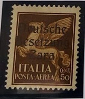 ZARA 1943 VARIETÀ VARIETY SOPRASTAMPATI D'ITALIA POSTA AEREA CENT. 50c MNH - German Occ.: Zara