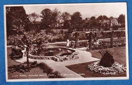 CPSM - ST HELIER , Jersey - Lily Pond , Howard Davis Park - 1953 - Valentine & Sons - Cachet The Queen - St. Helier