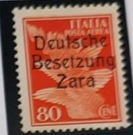 ZARA 1943 SOPRASTAMPATI D'ITALIA III TIPO POSTA AEREA CENT. 80c MNH - Duitse Bez.: Zara